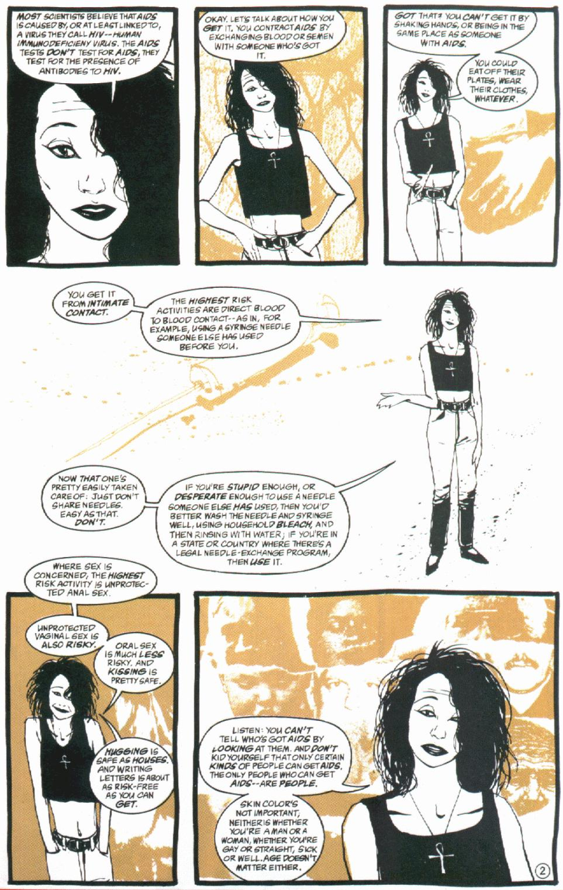 Illustration for article titled Neil Gaiman's 1994 safe sex PSA starring Death from Sandman and John Constantine